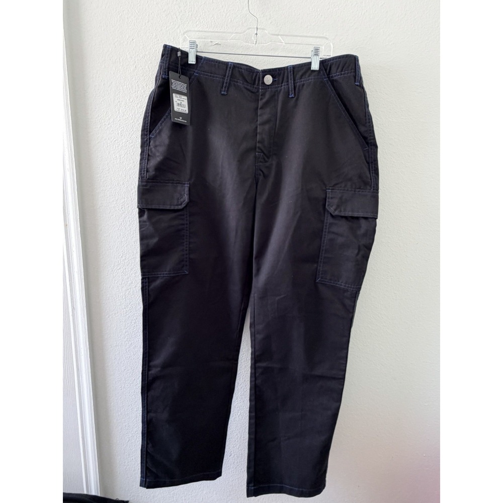 True Religion Cargo Pants Mens Size 36 Jet Black Blue Stitching New NWT